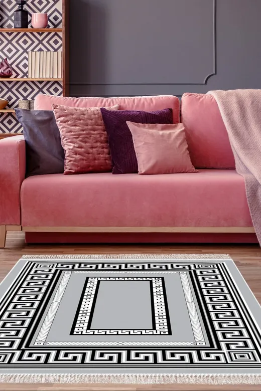 Dekoreko 651M-Trend-3 Eko Trend Djt Halı Yıkanabilir Kaymaz Taban 651M Modern Gri