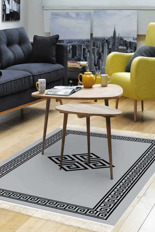 Dekoreko 656M-Trend-3 Eko Trend Djt Halı Yıkanabilir Kaymaz Taban 656M Modern Gri