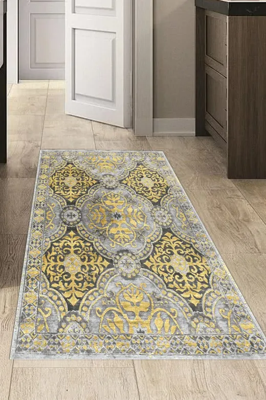 Dekoreko 659MP2-8 Kaymaz Taban Djt Mutfak Halısı Star Pamuk Modern 659M Sarı