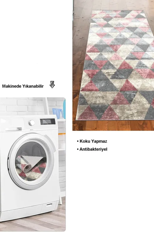 Dekoreko 661MK2-8 Kaymaz Taban Djt Mutfak Halısı Trend Iskandinav 661M Pudra