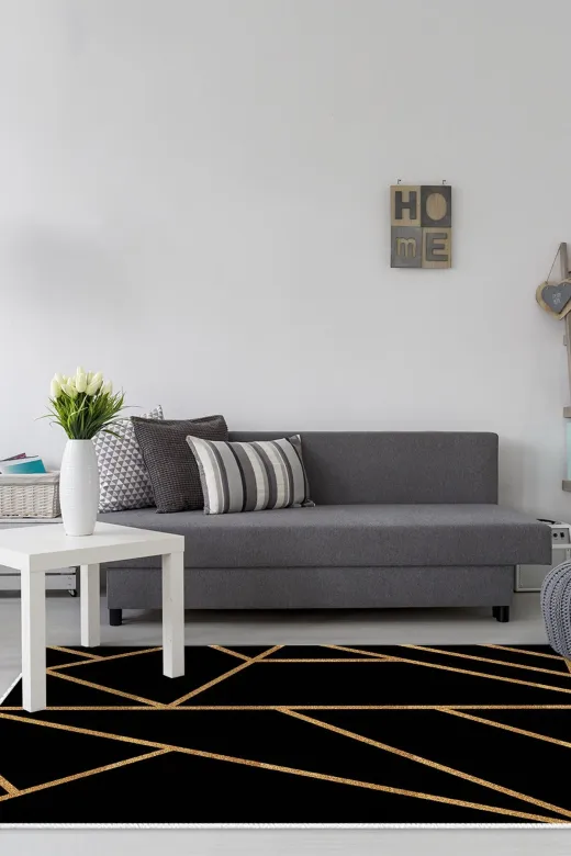 Dekoreko 686MK2-7 Kaymaz Taban Djt Salon Halısı Trend Modern 686M Gold