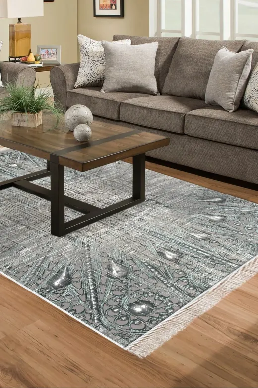 Dekoreko 743-Trend-3 Eko Trend Djt Halı Yıkanabilir Kaymaz Taban 743 Modern Mavi