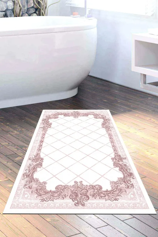 Dekoreko 748K2-9 Kaymaz Taban Djt Banyo Halısı Trend Modern 748 Pudra