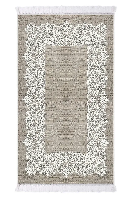 Dekoreko AKC-BİL-687 İnci Halı Dijital Saçaklı 1811 Kahve