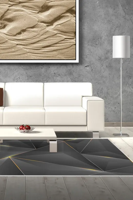 Dekoreko F5005K2-7 Kaymaz Taban Djt Salon Halısı Trend Modern F5005 Gold Siyah
