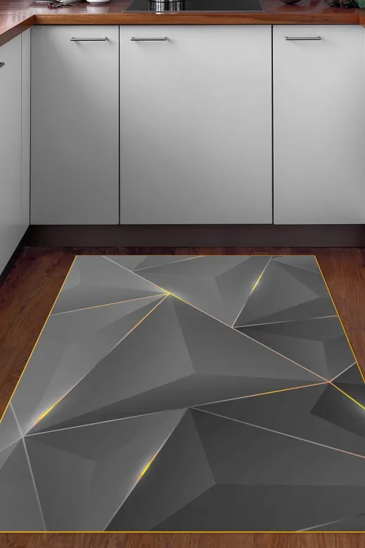 Dekoreko F5005K2-8 Kaymaz Taban Djt Mutfak Halısı Trend Modern F5005 Gold Siyah
