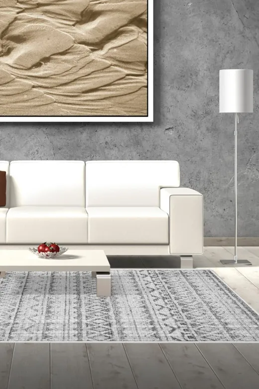 Dekoreko F5078K2-7 Kaymaz Taban Djt Salon Halısı Trend Iskandinav F5078 Gri