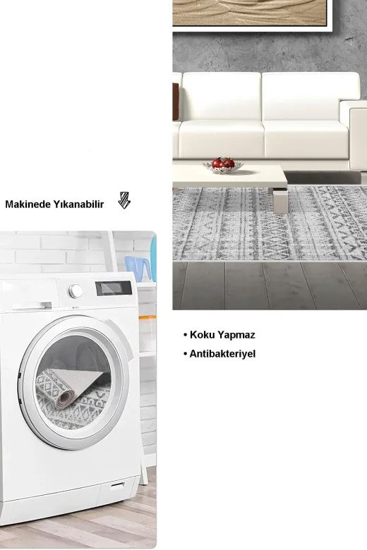 Dekoreko F5078K2-7 Kaymaz Taban Djt Salon Halısı Trend Iskandinav F5078 Gri