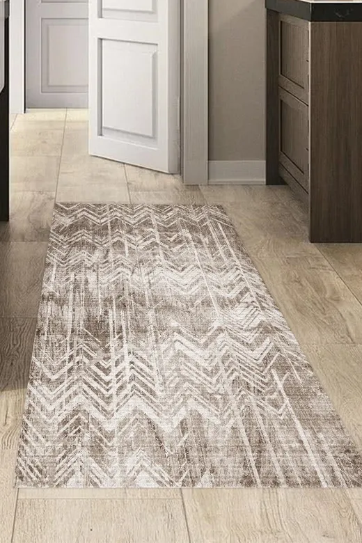 Dekoreko F5083K2-8 Kaymaz Taban Djt Mutfak Halısı Trend Iskandinav F5083 Kahve
