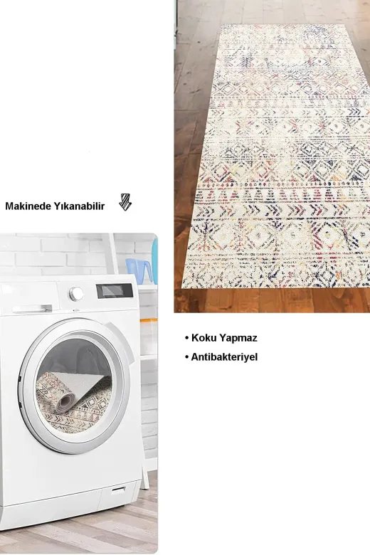 Dekoreko F5139K2-8 Kaymaz Taban Djt Mutfak Halısı Trend Iskandinav F5139 Bej