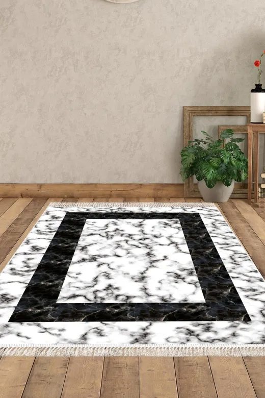 Dekoreko M12341-Trend-1 Eko Trend Djt Halı Yıkanabilir Kaymaz Taban M12341 Bordürlü Krem