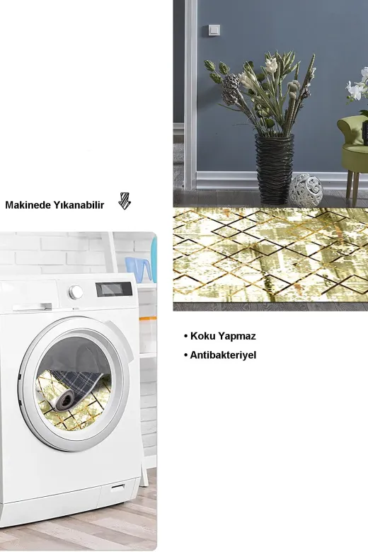 Dekoreko M5026P2-7 Kaymaz Taban Djt Salon Halısı Star Pamuk Modern M5026 Kahve