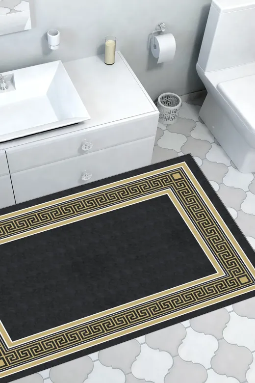 Dekoreko M5140K2-9 Kaymaz Taban Djt Banyo Halısı Trend Modern M5140 Siyah