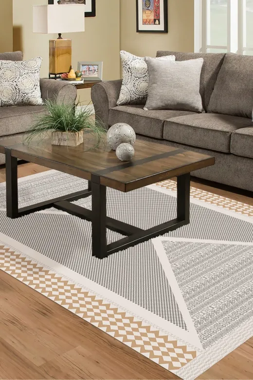 Dekoreko P1526K2-7 Kaymaz Taban Djt Salon Halısı Trend Modern P1526 Krem