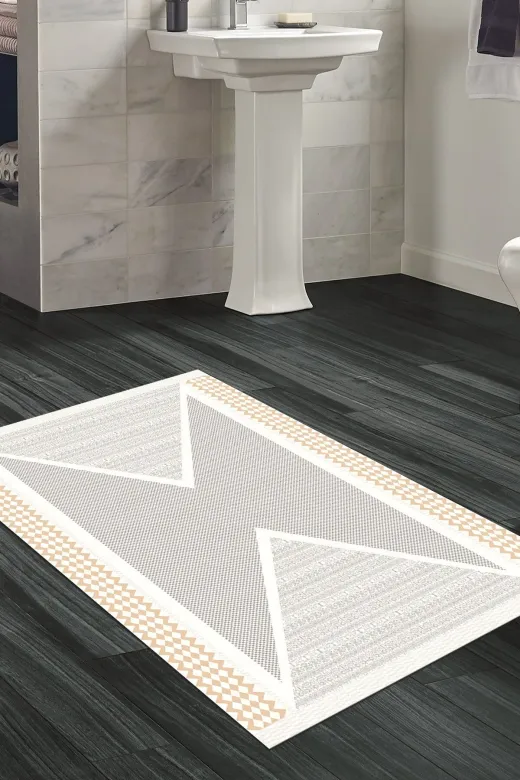 Dekoreko P1526P2-9 Kaymaz Taban Djt Banyo Halısı Star Pamuk Modern P1526 Krem