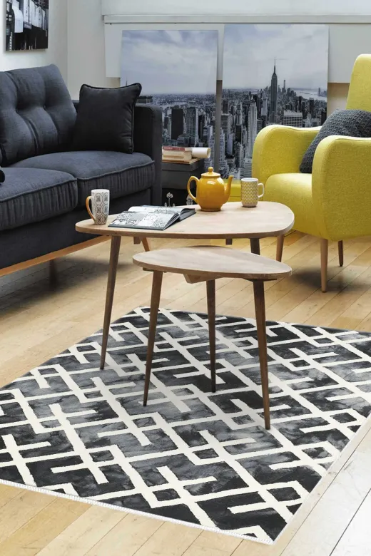 Dekoreko S5039K2-7 Kaymaz Taban Djt Salon Halısı Trend Iskandinav S5039 Gri
