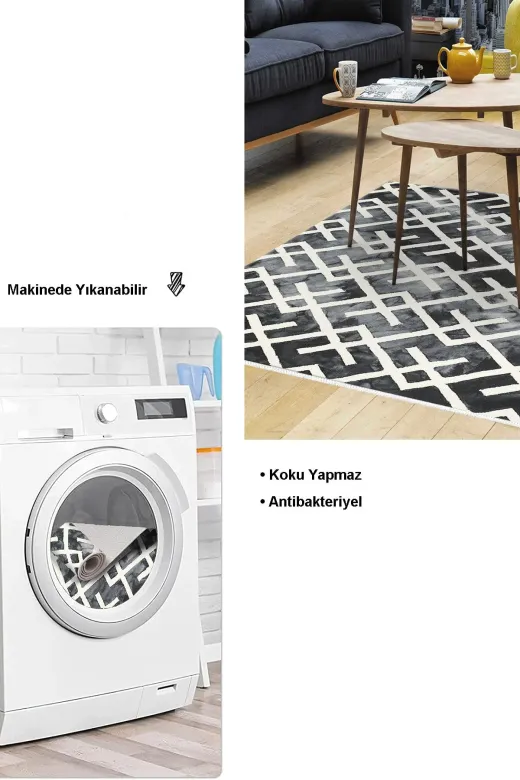 Dekoreko S5039K2-7 Kaymaz Taban Djt Salon Halısı Trend Iskandinav S5039 Gri