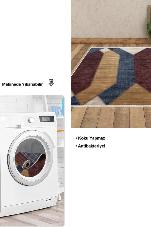 Dekoreko S6506P2-7 Kaymaz Taban Djt Salon Halısı Star Pamuk Modern S6506 Renkli