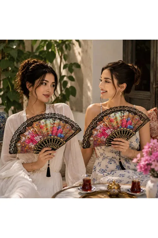 Demirhan KSY010 1 Adet Karışık Renk Yelpaze Taşınabilir Serinletici - Nostaljik