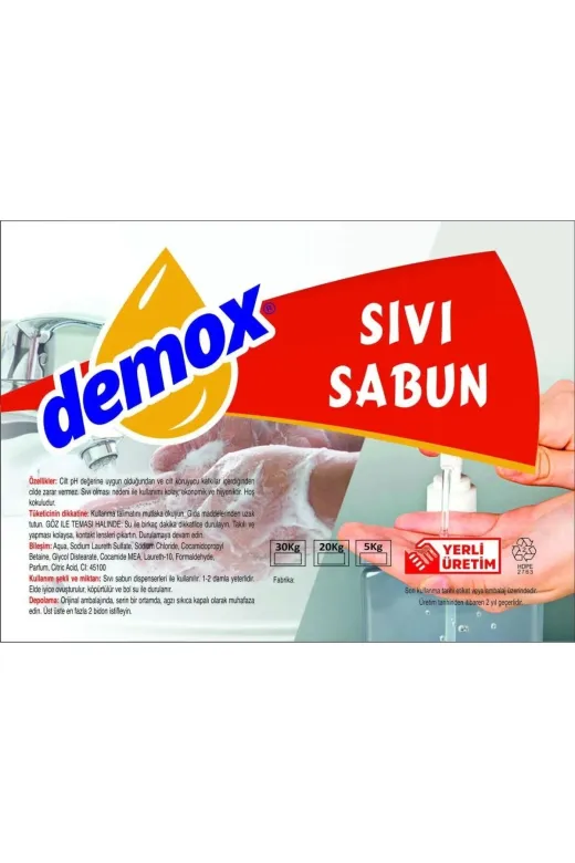 DEMOX buklet,net Sıvı El Sabunu 30Kg