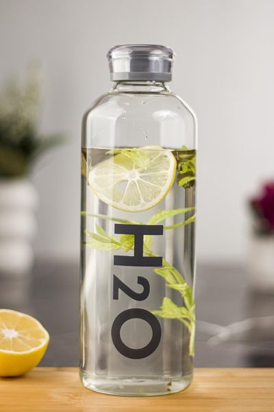Depa 3Nzg0NDAwMDczMA-BLNC H2O Borosilikat Cam Matara Vakum Kapaklı Su Şişesi Suluk Gri 1000 Ml