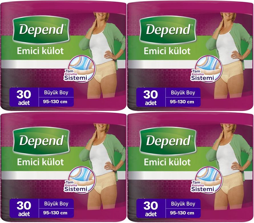 Depend Emici Külot Yetişkin Bezi Large - Büyük Kadın 120 Adet (4PK*30)