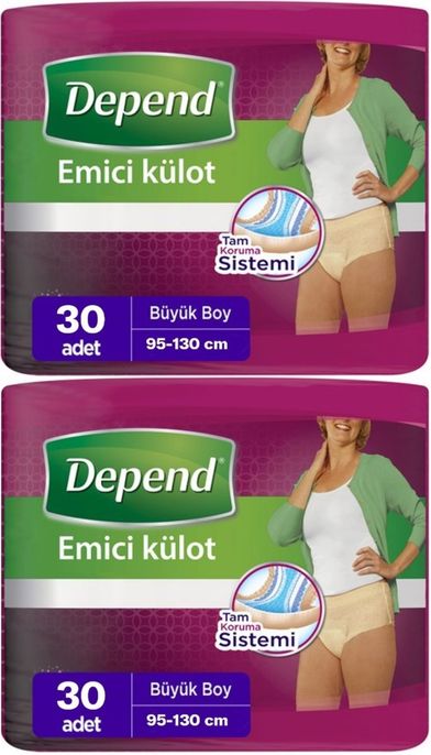 Depend Emici Külot Yetişkin Bezi Large - Büyük Kadın 60 Adet (2PK*30)