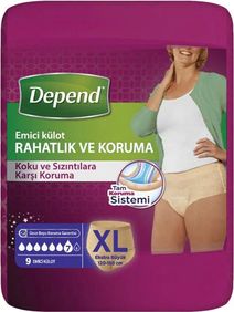 Depend Emici Külot Yetişkin Bezi XL - Extra Large Kadın (9 Adet) Tekli Pk
