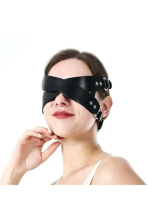 Deri Çapraz Göz Maskesi Ayarlanabilir Harness