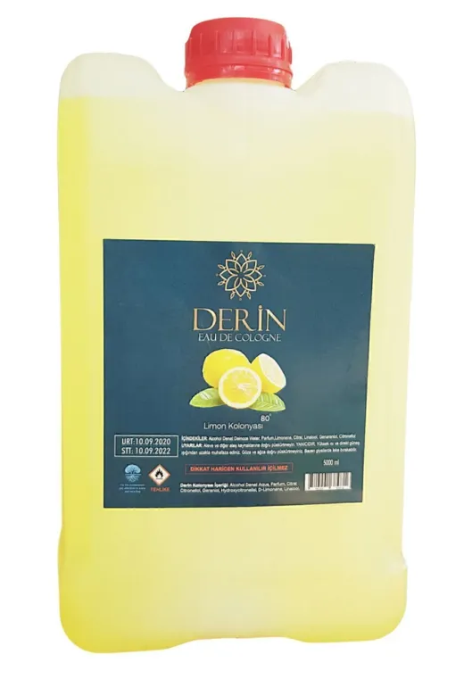 DERİN KOLONYA 868090503YLDZ Limon Kolonyası Kolonya 80° 5 Lt Bidon 5 Litre
