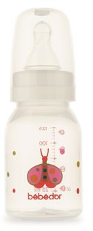 Desenli PP Biberon 125ML - Kırmızı