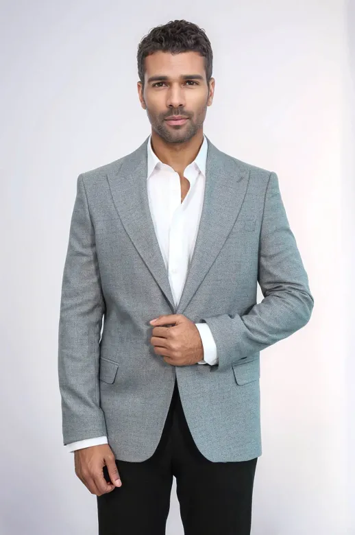 Desenli Slim Fit Gri Erkek Ceket - Wessi