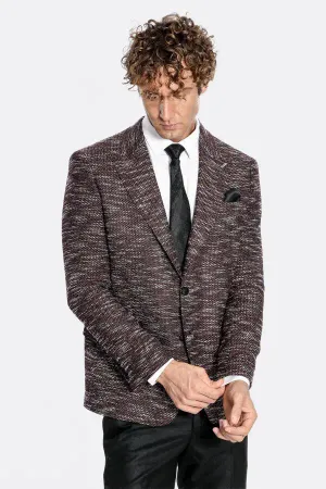 Desenli Slim Fit Spor Bordo Erkek Ceket - Wessi