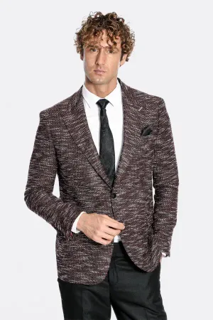 Desenli Slim Fit Spor Bordo Erkek Ceket - Wessi