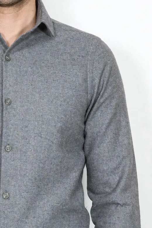 Desensiz Slim Fit Gri Erkek Oduncu Gömlek - Wessi - L / Gri