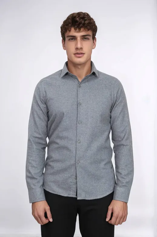 Desensiz Slim Fit Gri Erkek Oduncu Gömlek - Wessi - L / Gri
