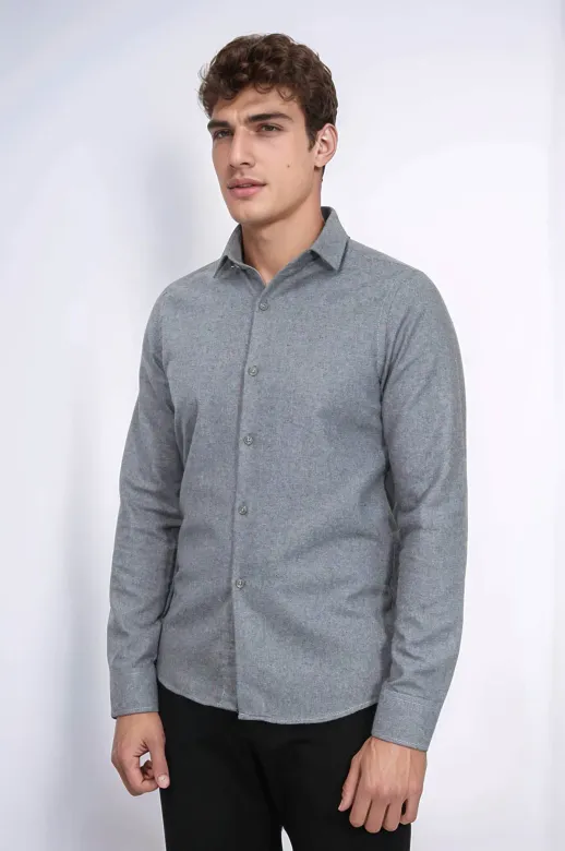 Desensiz Slim Fit Gri Erkek Oduncu Gömlek - Wessi - L / Gri