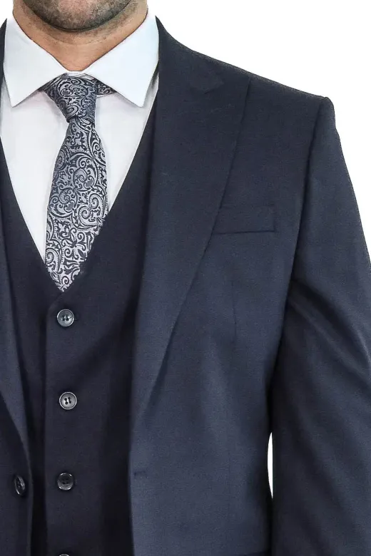 Desensiz Slim Fit Lacivert Erkek Takım Elbise - Wessi