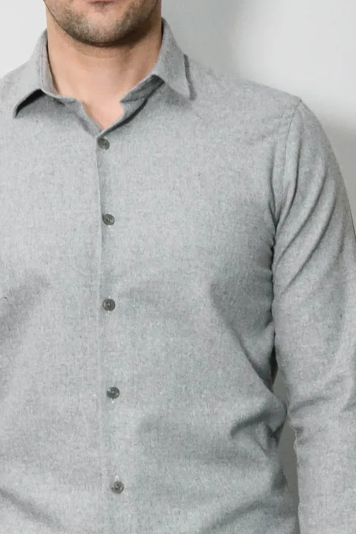 Desensiz Slimfit Açık Gri Erkek Oduncu Gömlek - Wessi - XL / Gri