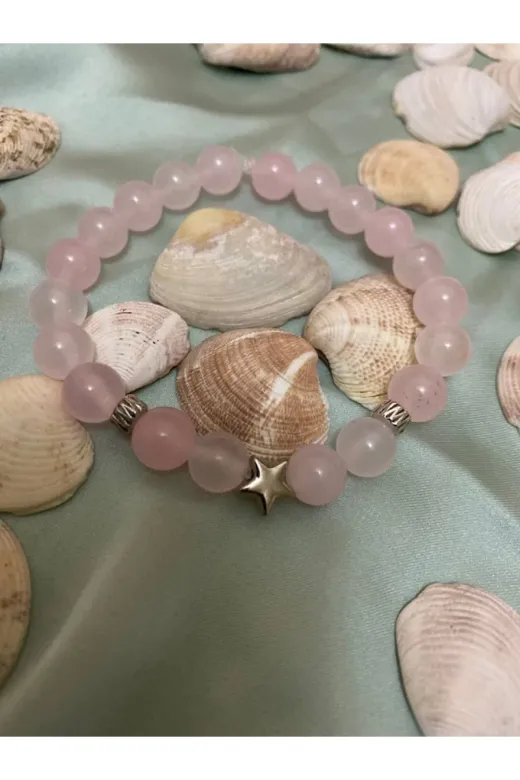 dfit Sirius101 Pembe Kuvars Taşı Doğal Taş Bileklik