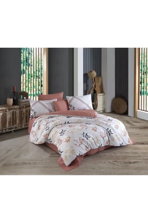 DGY STORE 175622 Hobby Çift Kişilik Ranforce Nevresim Takımı Belen Kahve