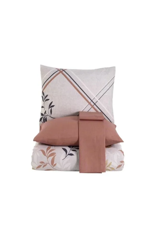 DGY STORE 175622 Hobby Çift Kişilik Ranforce Nevresim Takımı Belen Kahve