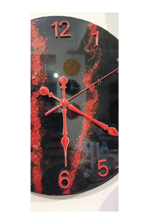 DGY STORE 1J4EQX6SNQ Epoksi Duvar Saati 33 Cm - Studiolevib Daire Şekil Handmade Sessiz Pilli Özel Dizayn
