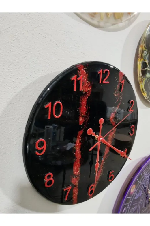 DGY STORE 1J4EQX6SNQ Epoksi Duvar Saati 33 Cm - Studiolevib Daire Şekil Handmade Sessiz Pilli Özel Dizayn