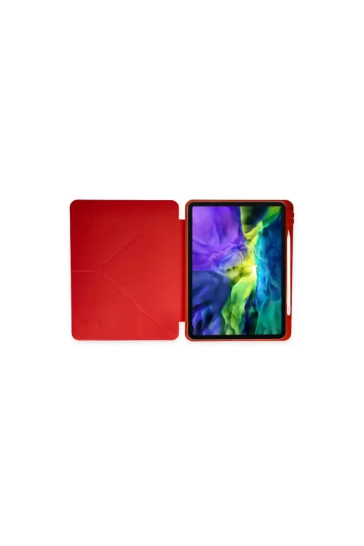 DGY STORE A045-5375 İpad Pro 11 (2024) Kılıf Kalemlikli Mars Tablet Kılıfı - Kırmızı