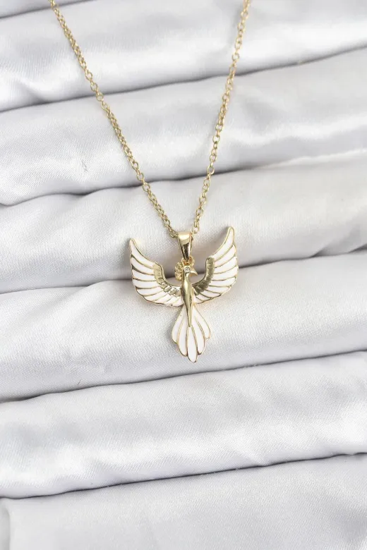 DGY STORE EmrBXebBKO10879 316L Çelik Zincir Gold Renk Anka Kuşu Model Kadın Kolye