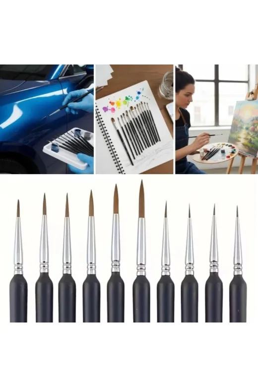DGY STORE EmrDNM99162 10 Adet Hobi Ve Araba İnce Detay Rötuş Fırça Seti