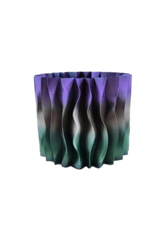 DGY STORE EmrTDUCZZZMORRENKLİVAZO-1 Estetik Dalga Formlu Mor 3D Baskı Dekoratif Vazo Modern Ev Aksesuarı