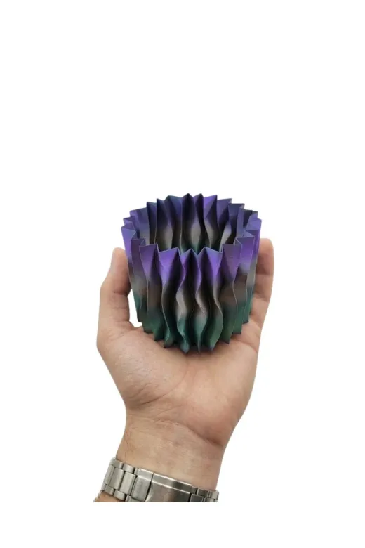 DGY STORE EmrTDUCZZZMORRENKLİVAZO-1 Estetik Dalga Formlu Mor 3D Baskı Dekoratif Vazo Modern Ev Aksesuarı