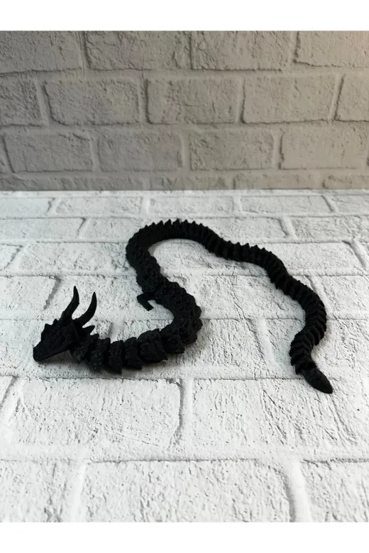 DGY STORE EmrTDUCZZZSİYAHHAREKETLİEJDERHA Siyah Hareketli Ejderha Figürü Esnek Gövdeli Dekoratif Tasarım 60 Cm